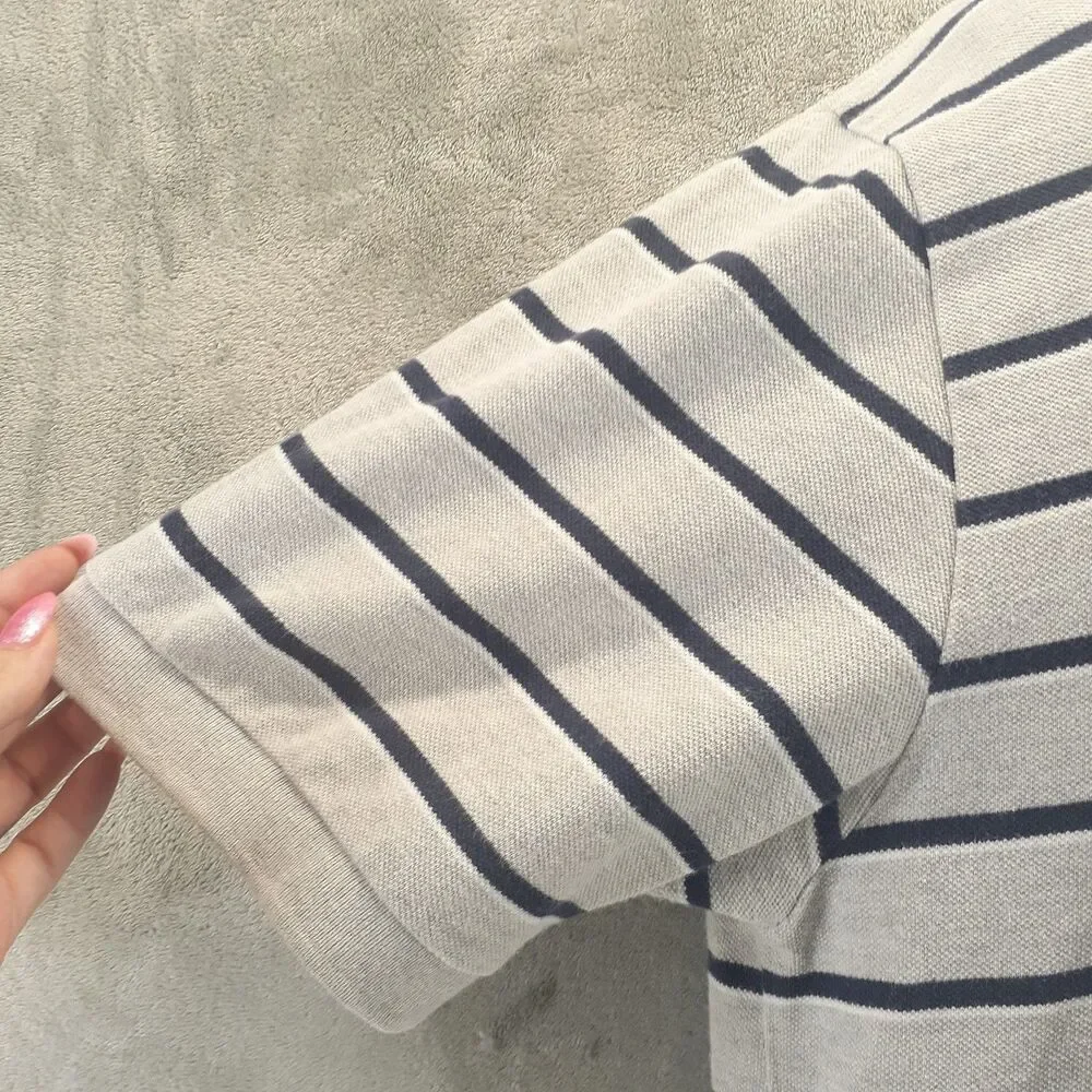 Polo Ralph Lauren Men Sz XL Polo Blue Gray Stripe Short Sleeve Shirt Preppy